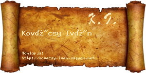 Kovácsy Iván névjegykártya